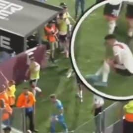 Video: jugador de River Plate fue agredido por un hincha que le tiró una botella