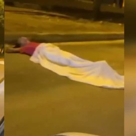Insólito: Captan a hombre durmiendo sobre vía del Mío en el centro de Cali