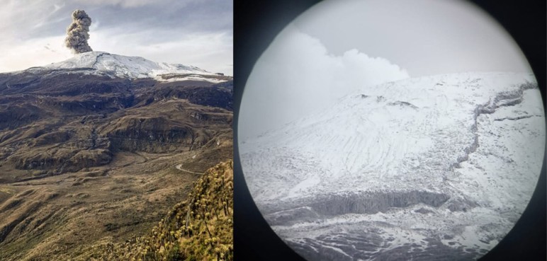 Por qué se ve una ‘grieta’ en la parte superior del volcán Nevado del Ruiz