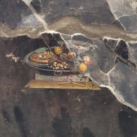 Descubren la representación de un posible antepasado de la pizza en Pompeya
