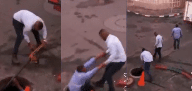 Video: Tres hombres robaban cableado de una alcantarilla en Cali