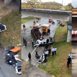 Video: Vehículo cayó de un puente en la recta Cali-Palmira y el conductor murió