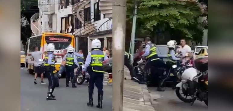 Video: Fuerte pelea se registró entre un conductor y varios agentes de tránsito