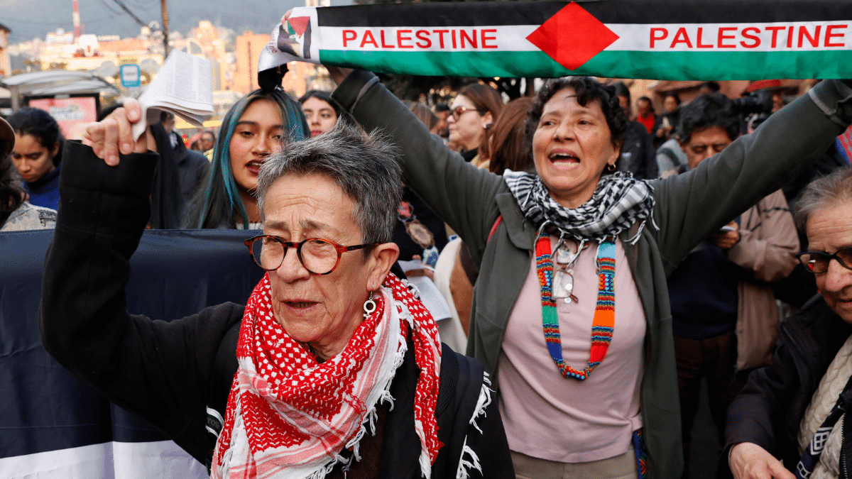 "Liberen a Palestina": Realizan plantón en apoyo a este pueblo en Bogotá