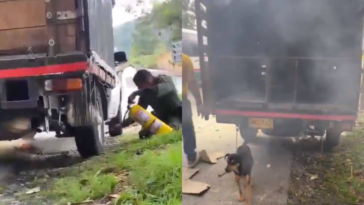 Un rescate de película: Adultos mayores estaban dentro de un camión en llamas