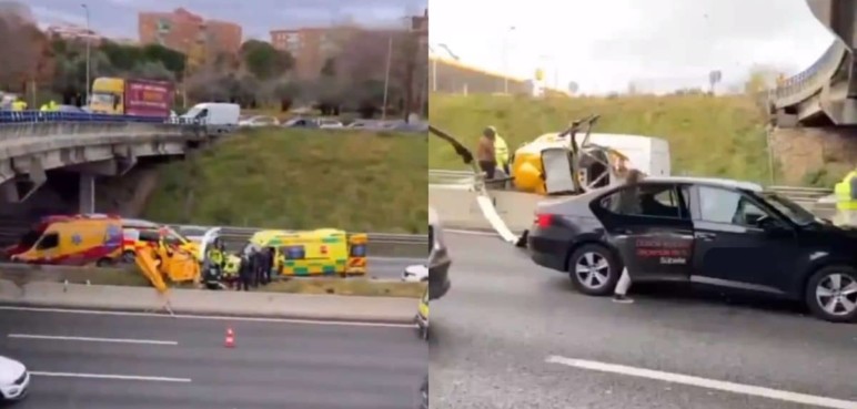 Video: Helicóptero se estrelló en plena autopista y dejó tres personas heridas
