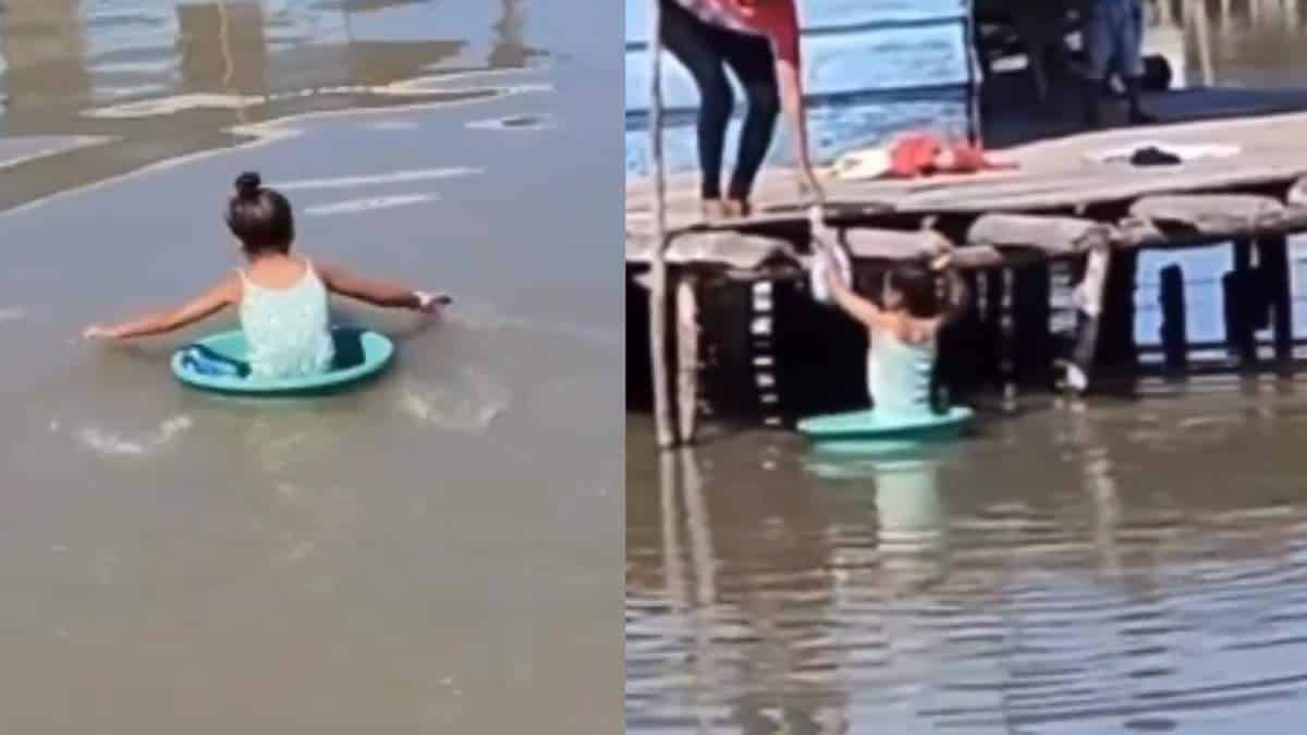 Video: Niña arriesgó su vida al cruzar la ciénaga grande de Santa Marta en un balde