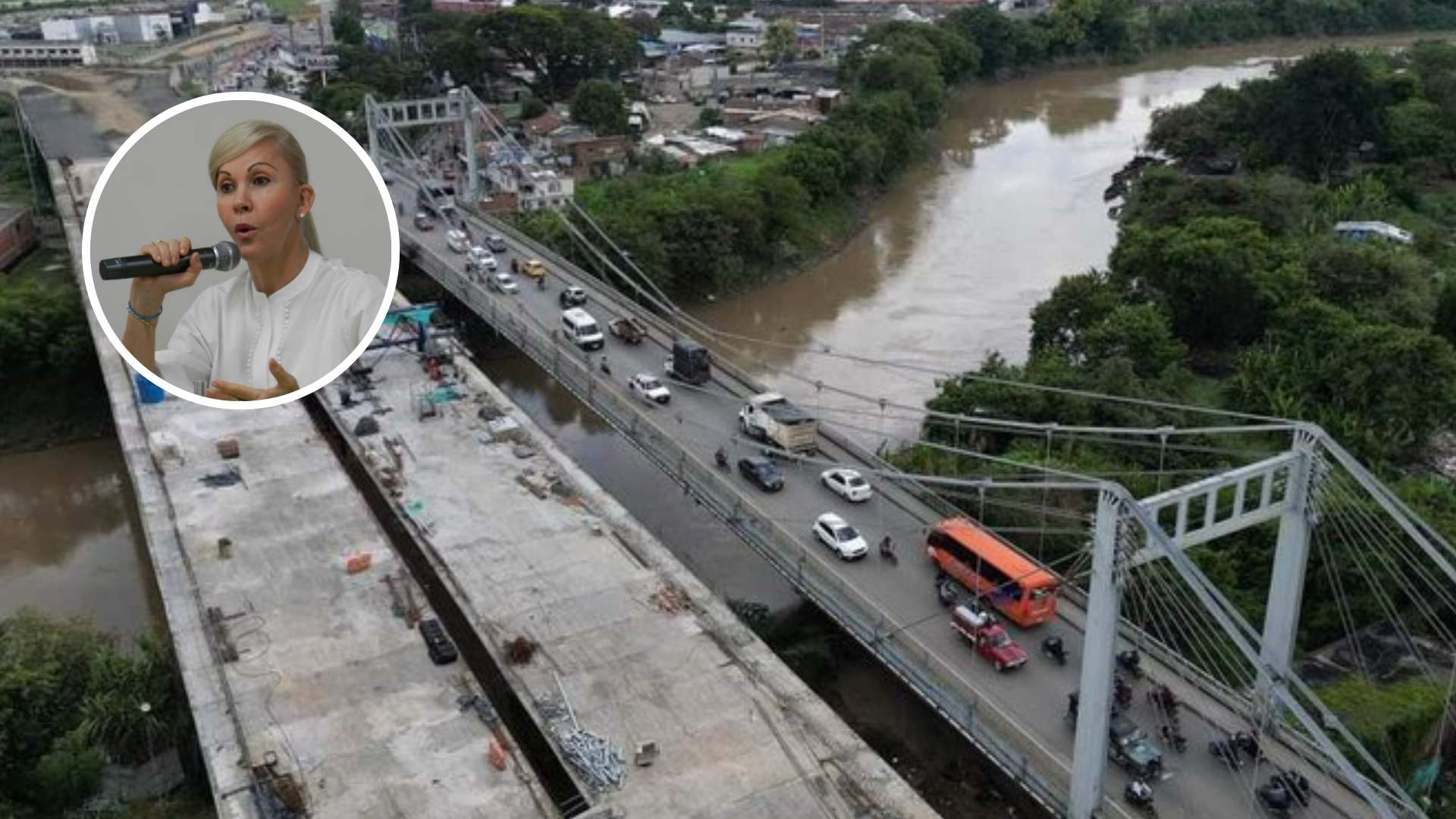 Trancón monumental en el Puente de Juanchito