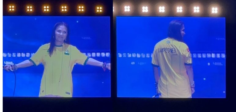 Ana Gabriel vistió la camiseta de los 'leopardos': "Bucaramanga Campeón"