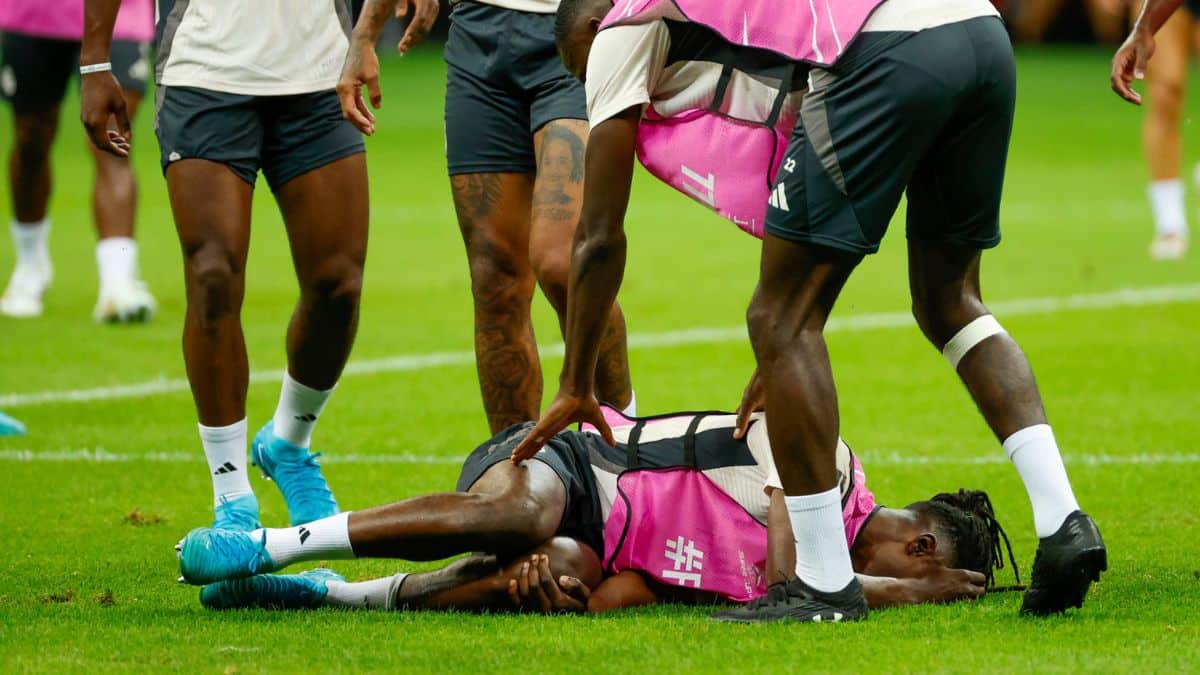 Video: Así fue la dolorosa lesión de Camavinga en un entreno del Real Madrid