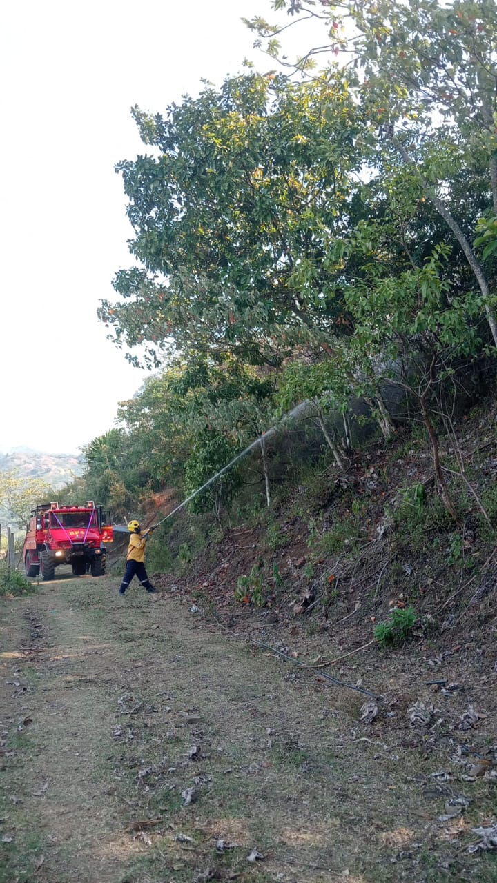 incendio forestal en el sector El Faro, vía Cristo Rey