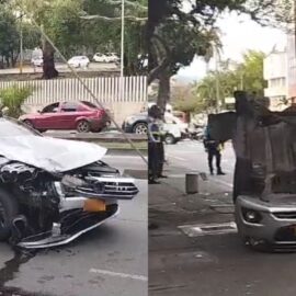Video: se registró aparatoso accidente de tránsito en el sur de Cali; hay un vehículo volcado