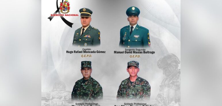 Fallecen 4 militares mientras descendían de un helicóptero en Cáceres, Antioquia
