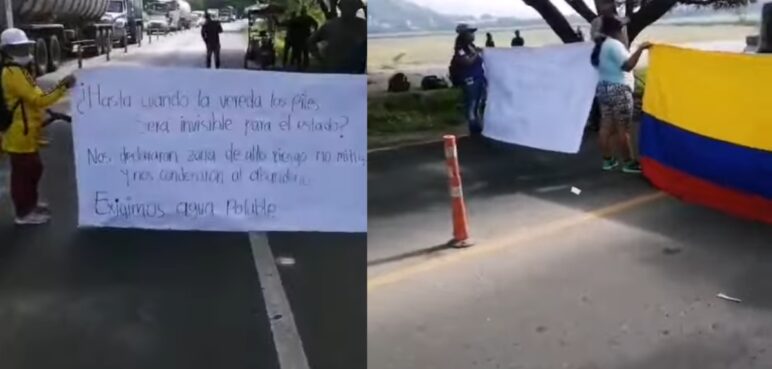 Bloqueo en la vía Cali - Yumbo: comunidad exige acceso al agua potable