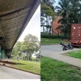 ¡Atención! Camión causó daños en puente vehicular cercano a la Terminal de Cali