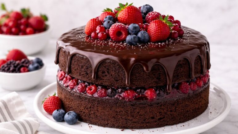 Pastel de chocolate con relleno de frutos rojos: una receta perfecta para San Valentín